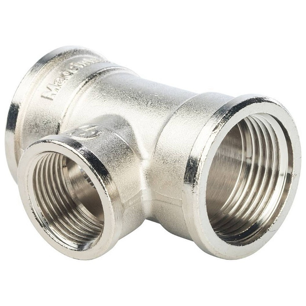 Тройник ВВ переходной никелированный 1″X3/4X1″ SFT-0022-001341 STOUT