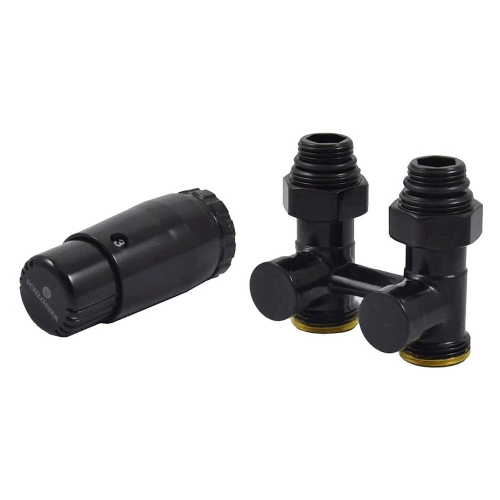 Комплект узла нижнего подкл SCHLOSSER прямой STANDARD 3/4″ (Ral 9005) с термогол. М30х1,5, ниппеля 1/2″Х3/4″