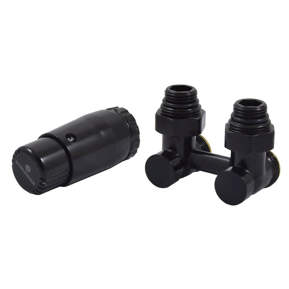Комплект узла нижнего подкл SCHLOSSER угловой STANDARD 3/4″ (Ral 9005) с термогол. М30х1,5, ниппеля 1/2″Х3/4″