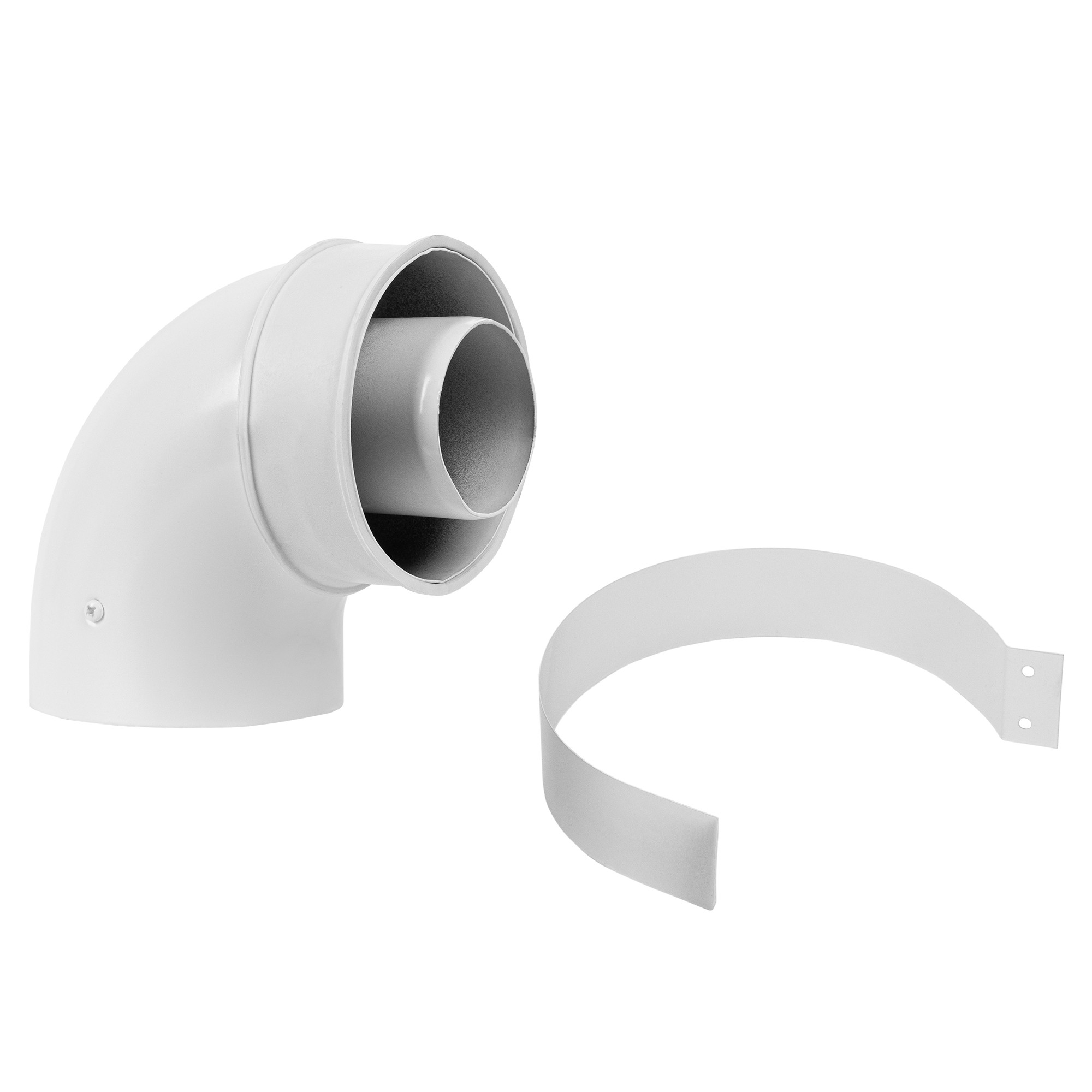 Отвод коаксиальный промежуточный Royal Thermo 60/100, 90 гр. M/M, подкл. через хомут — изображение 6