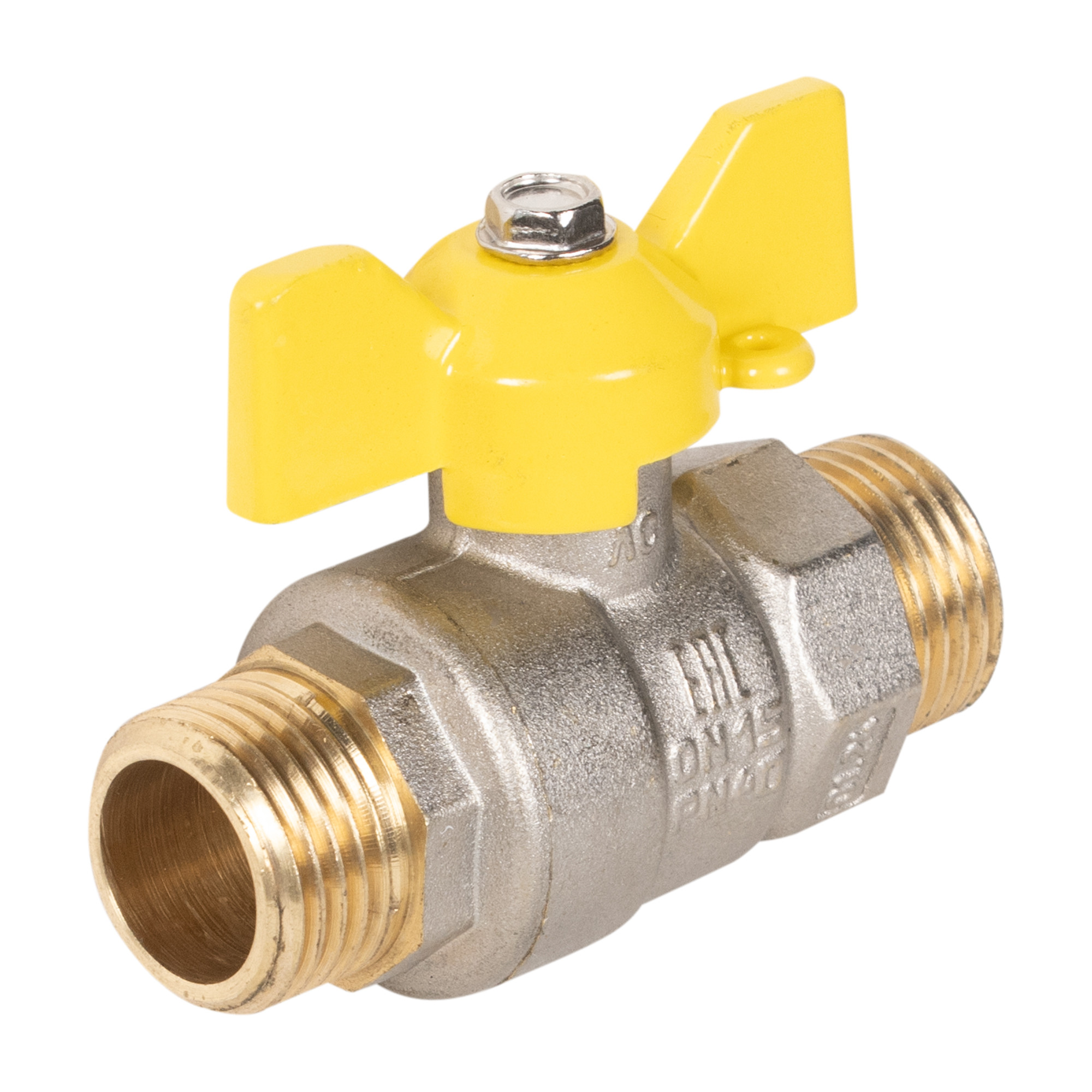 Кран шаровой латунный LD Pride 47.15.Н-Н.Б GAS (бабочка) — изображение 2