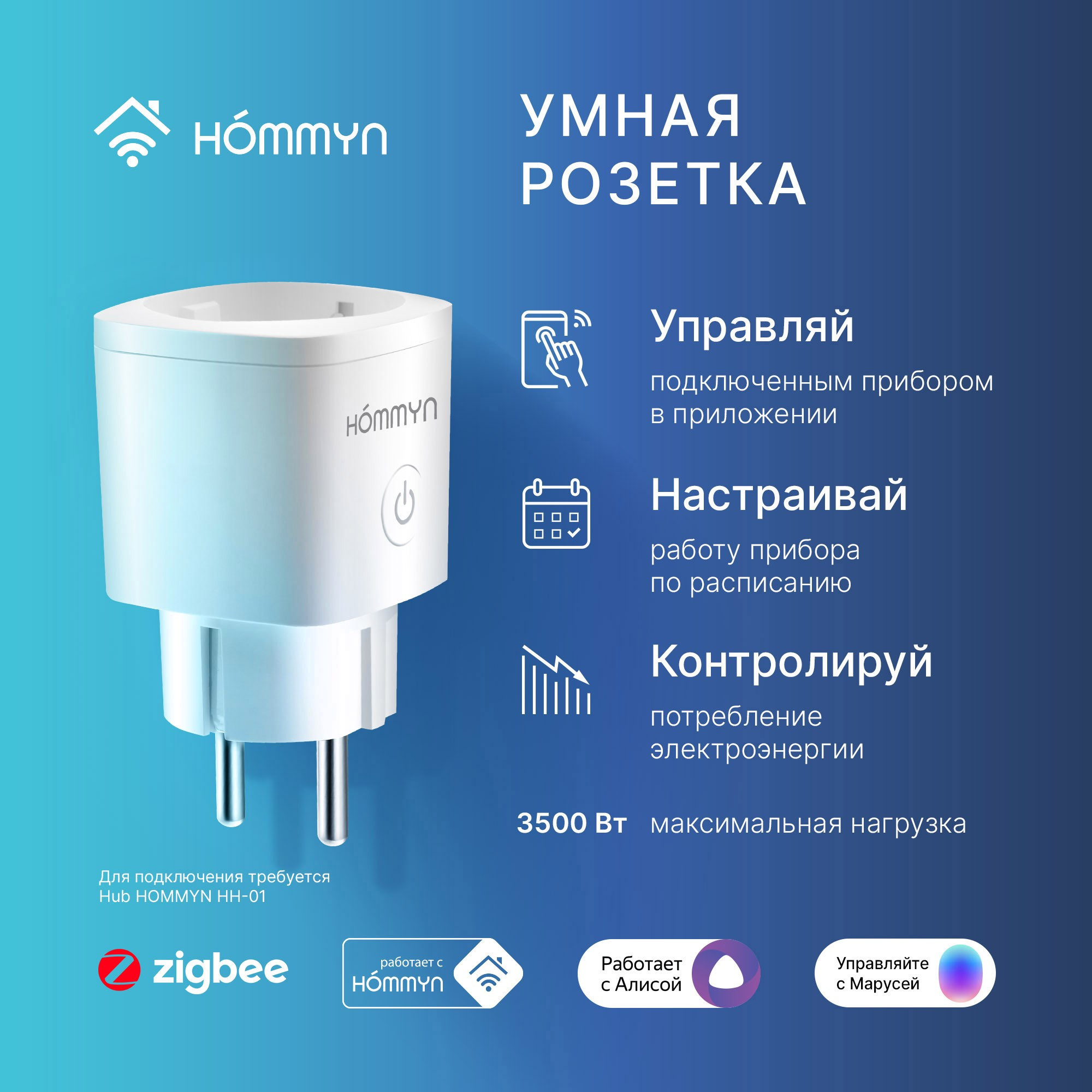 Розетка умная HOMMYN Smart Plug RKNZ01 — изображение 4