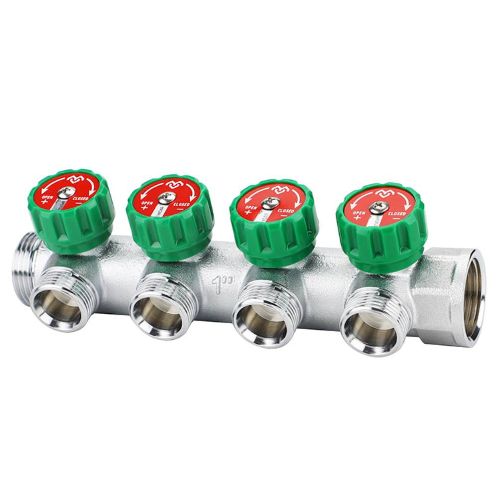 Коллектор регулирующий VARMEGA VM14634, 1″, на 4 выхода 3/4″ЕК, хромированный