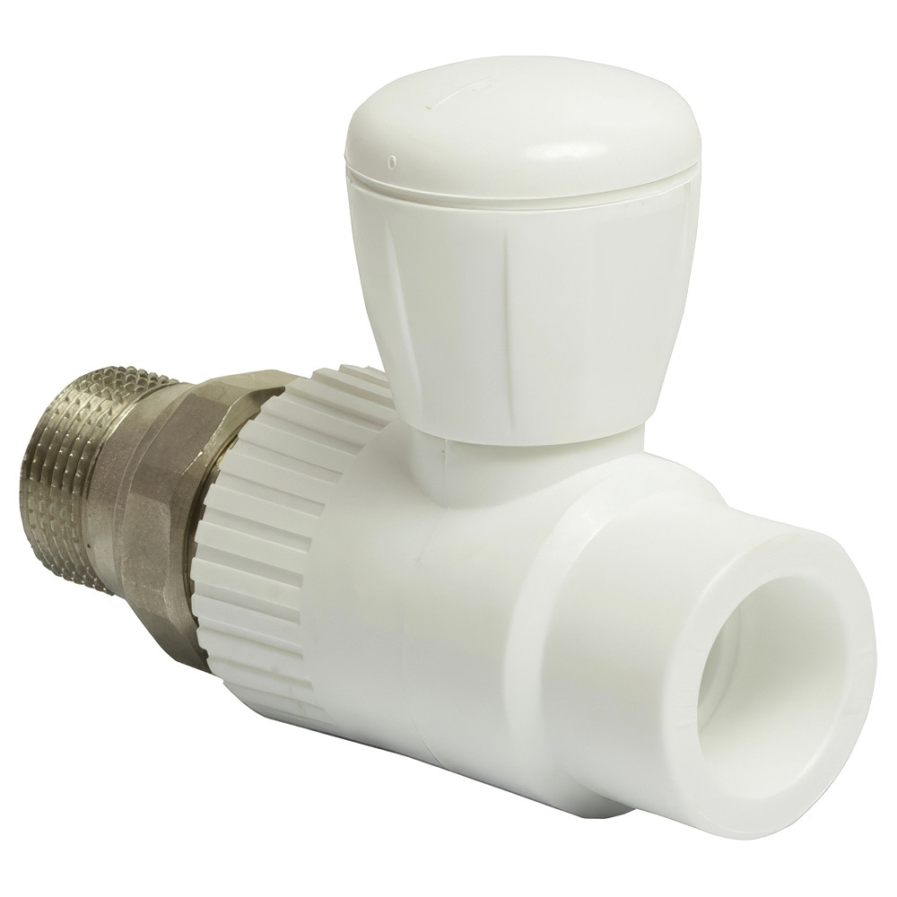 Кран шаровой THERMOLIGHT «американка» PP-R прямой 25х3/4″ белый