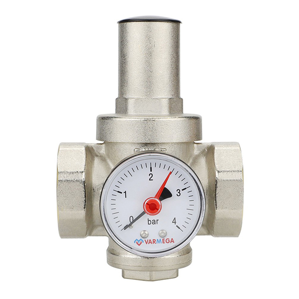 Редуктор давления VARMEGA 1″, PN25, поршневой, с присоединением к манометру, VM12703