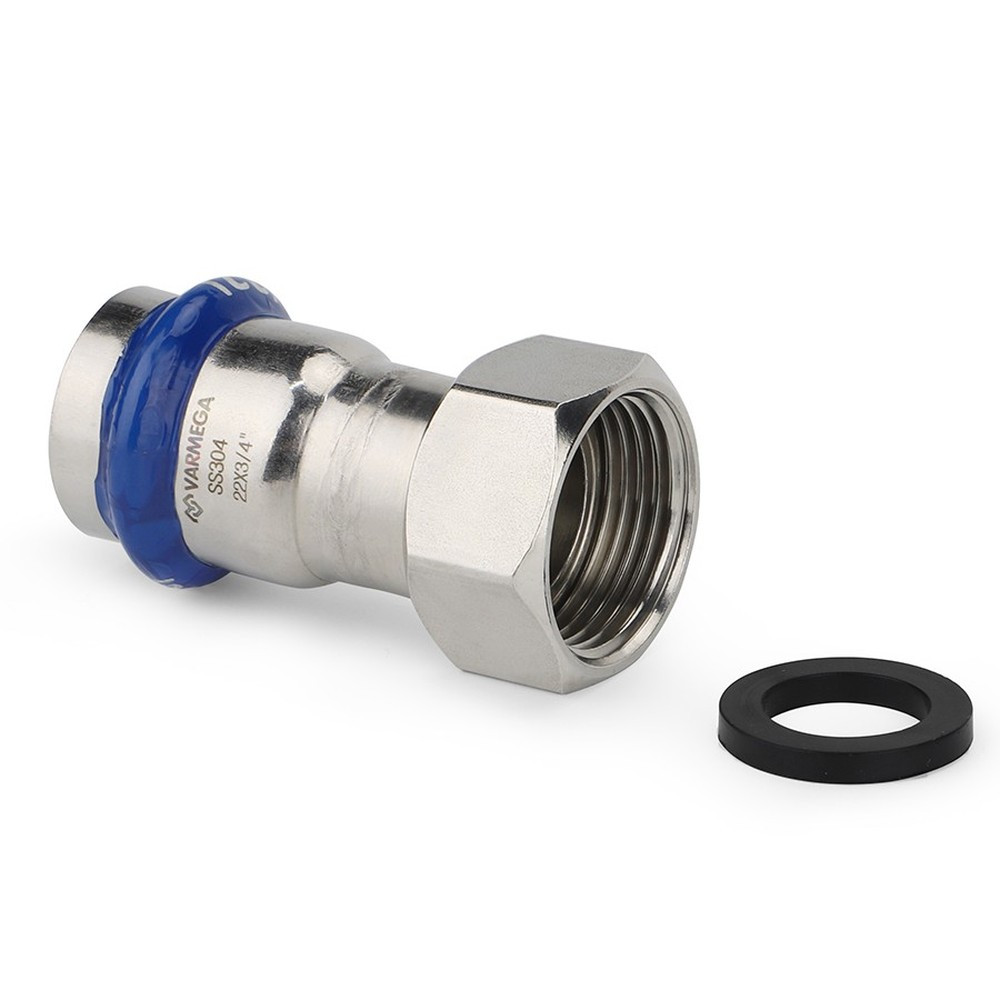 Муфта VARMEGA раструбная Inox Press с накидной гайкой 15x1/2" — изображение 2
