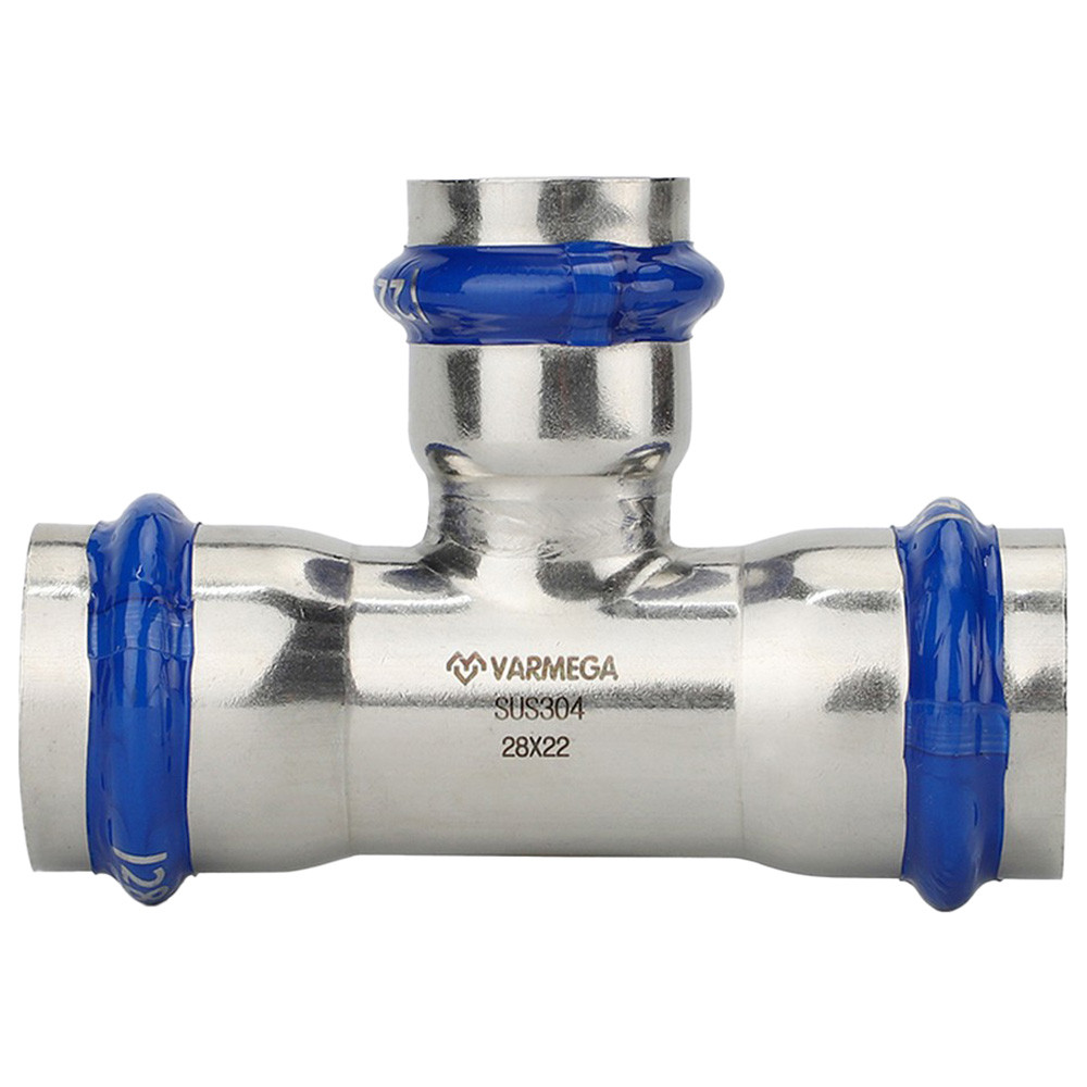 Тройник VARMEGA раструбный Inox Press переходной 35x22x35