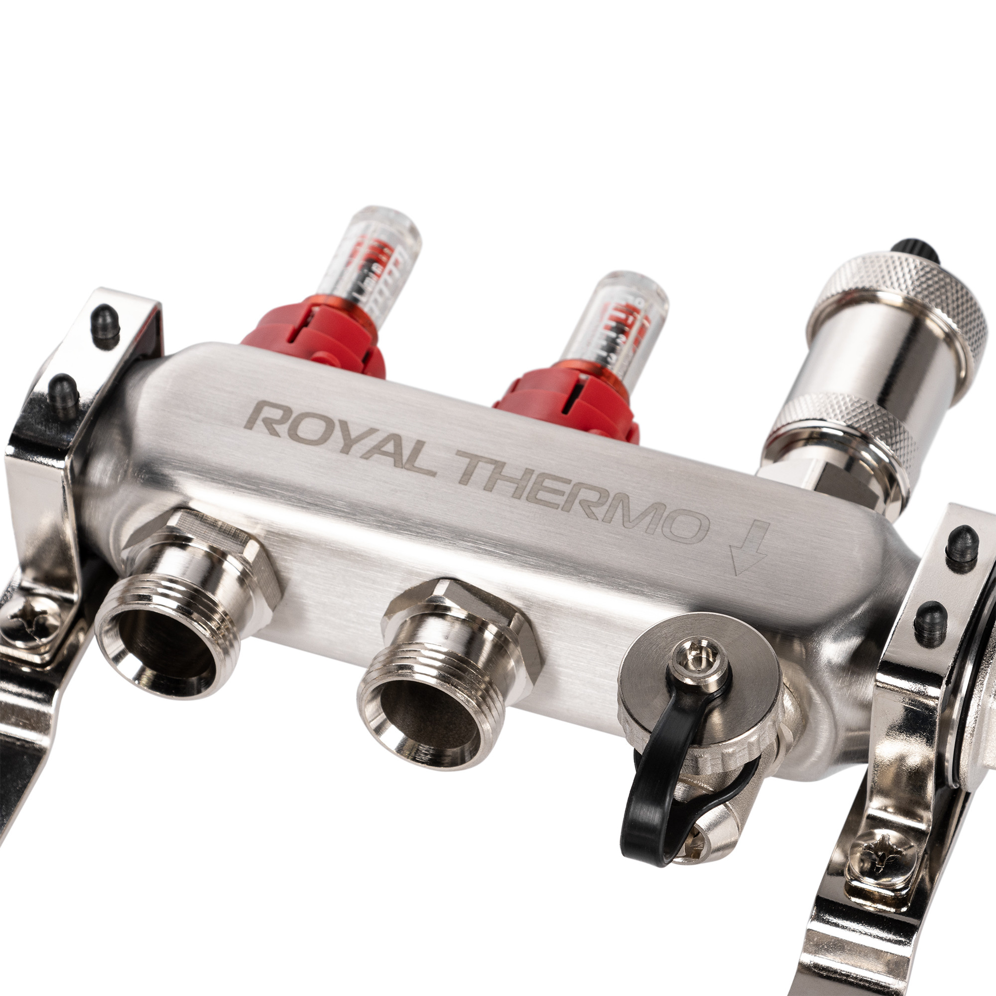 Коллектор Royal Thermo нерж. в сборе с расходомерами 1" ВР-3/4" НР с автомат. воздухоотвод-ми 2 вых. — изображение 6