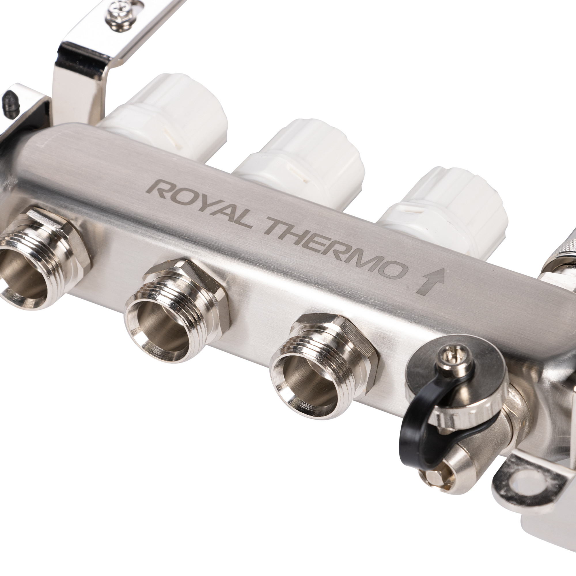 Коллектор Royal Thermo нерж. в сборе универсальный 1" ВР-3/4" НР с автомат. воздухоотвод-ми 3 вых. — изображение 7