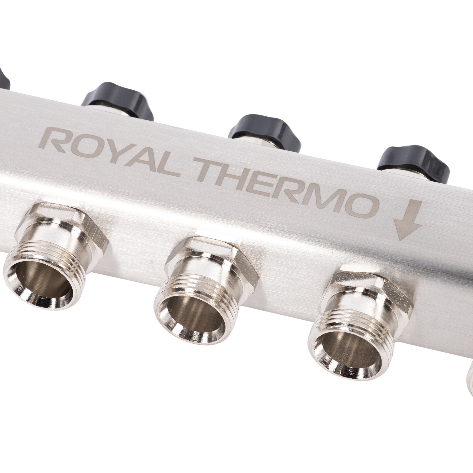 Коллектор Royal Thermo нерж. в сборе универсальный 1" ВР-3/4" НР с автомат. воздухоотвод-ми 4 вых. — изображение 6
