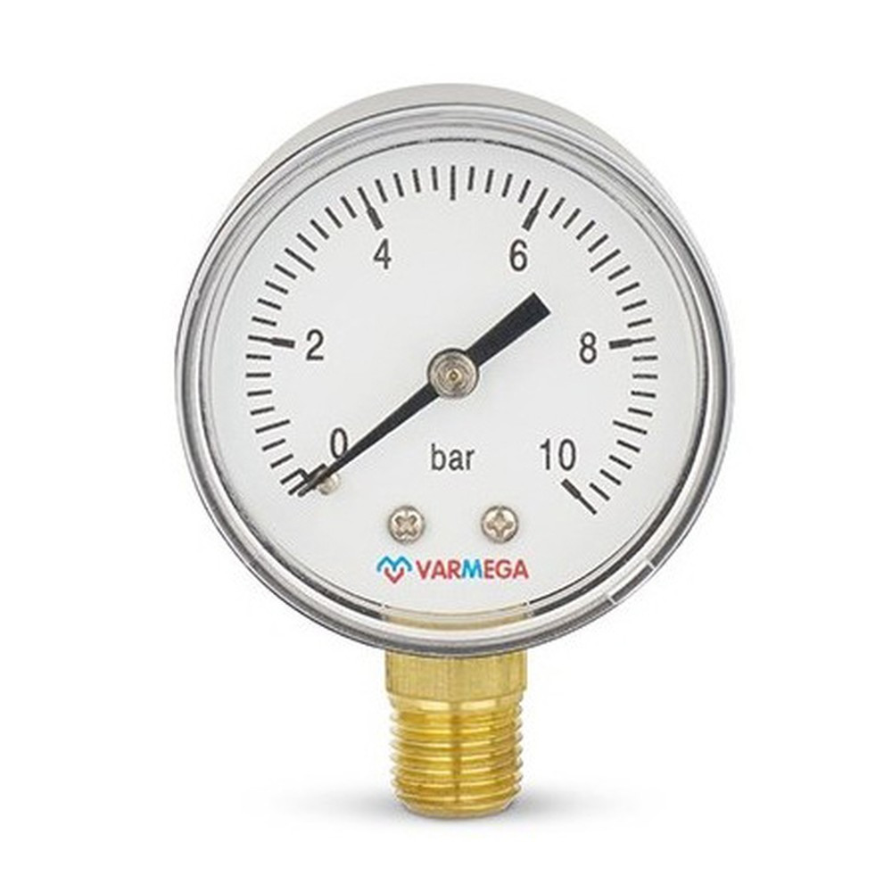 Манометр VARMEGA радиальный 50 мм, 10 бар, 1/4″, VMMT10-501002