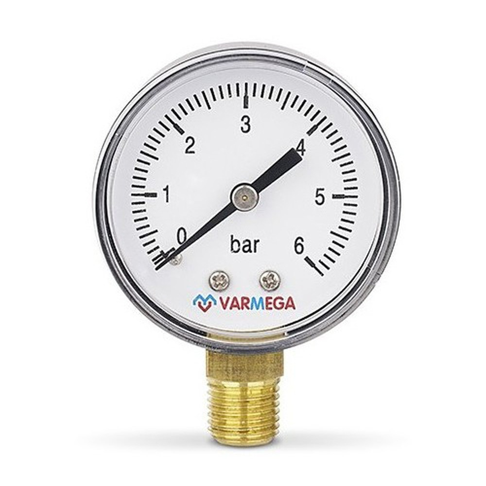 Манометр VARMEGA радиальный 50 мм, 6 бар, 1/4″, VMMT10-500602