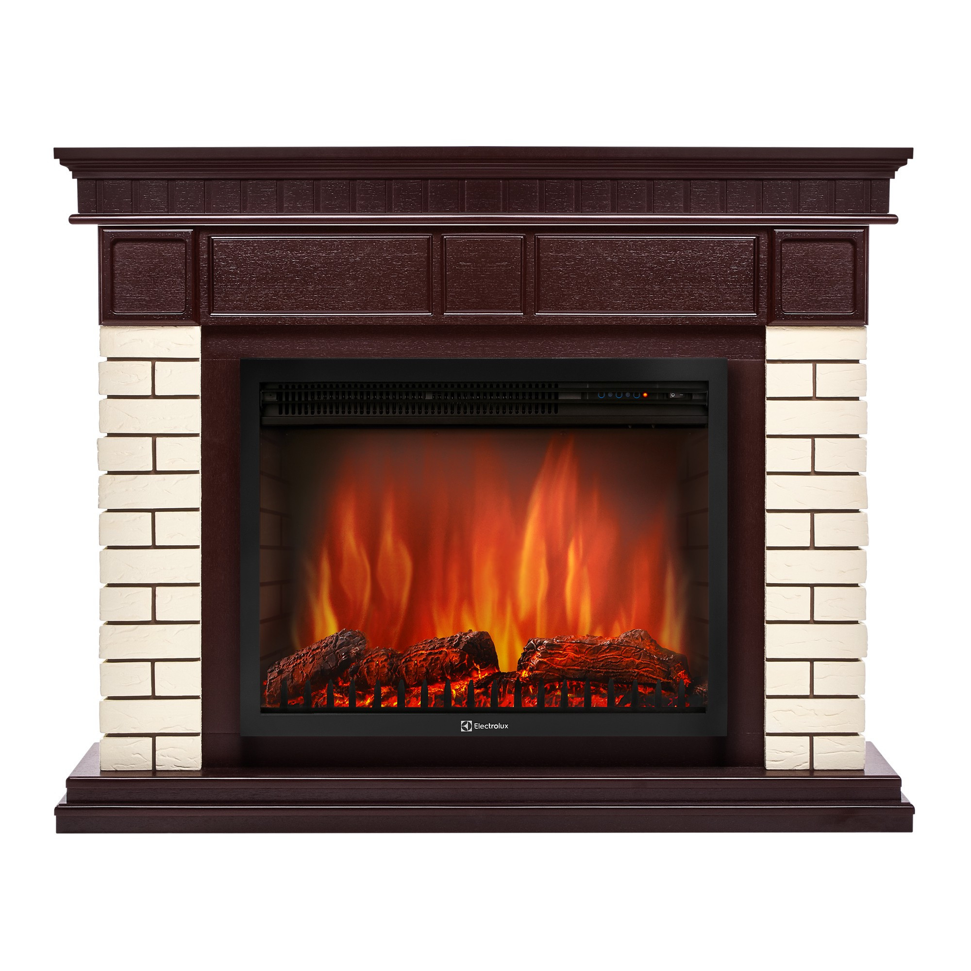 Каминокомплект: Очаг Electrolux EFP/P-2520LS N, портал Bricks 25 камень бежевый, шпон темный дуб — изображение 2
