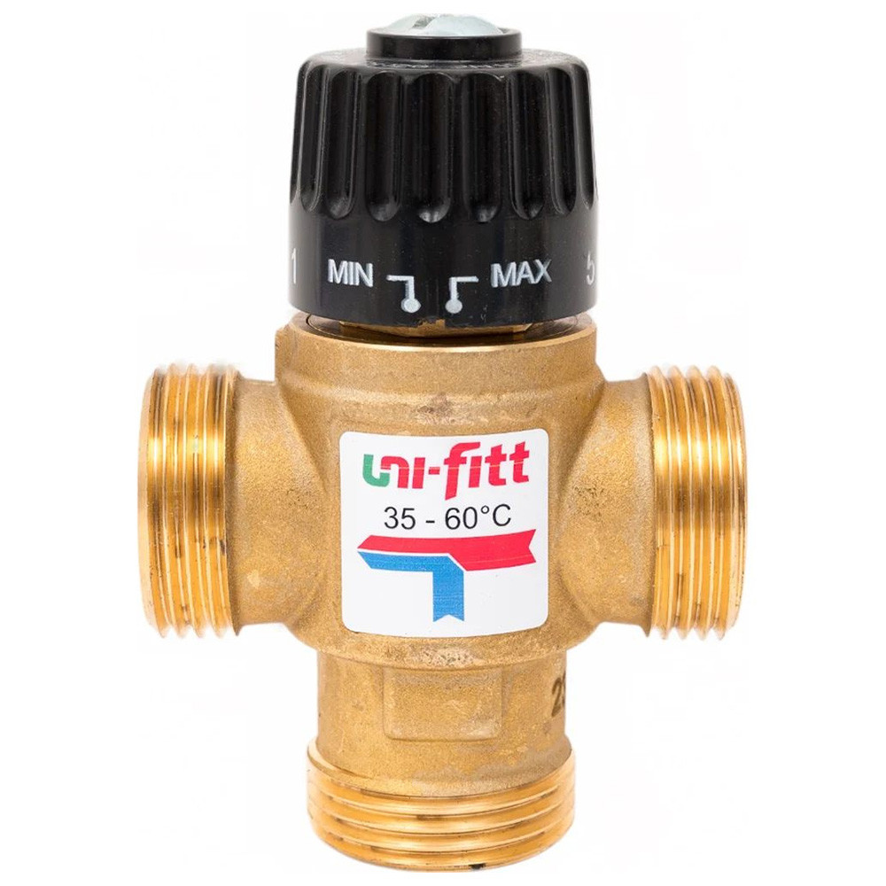 Клапан Uni-Fitt Н 1″ термосмесительный 35-60 гр., смешение боковое, латунный