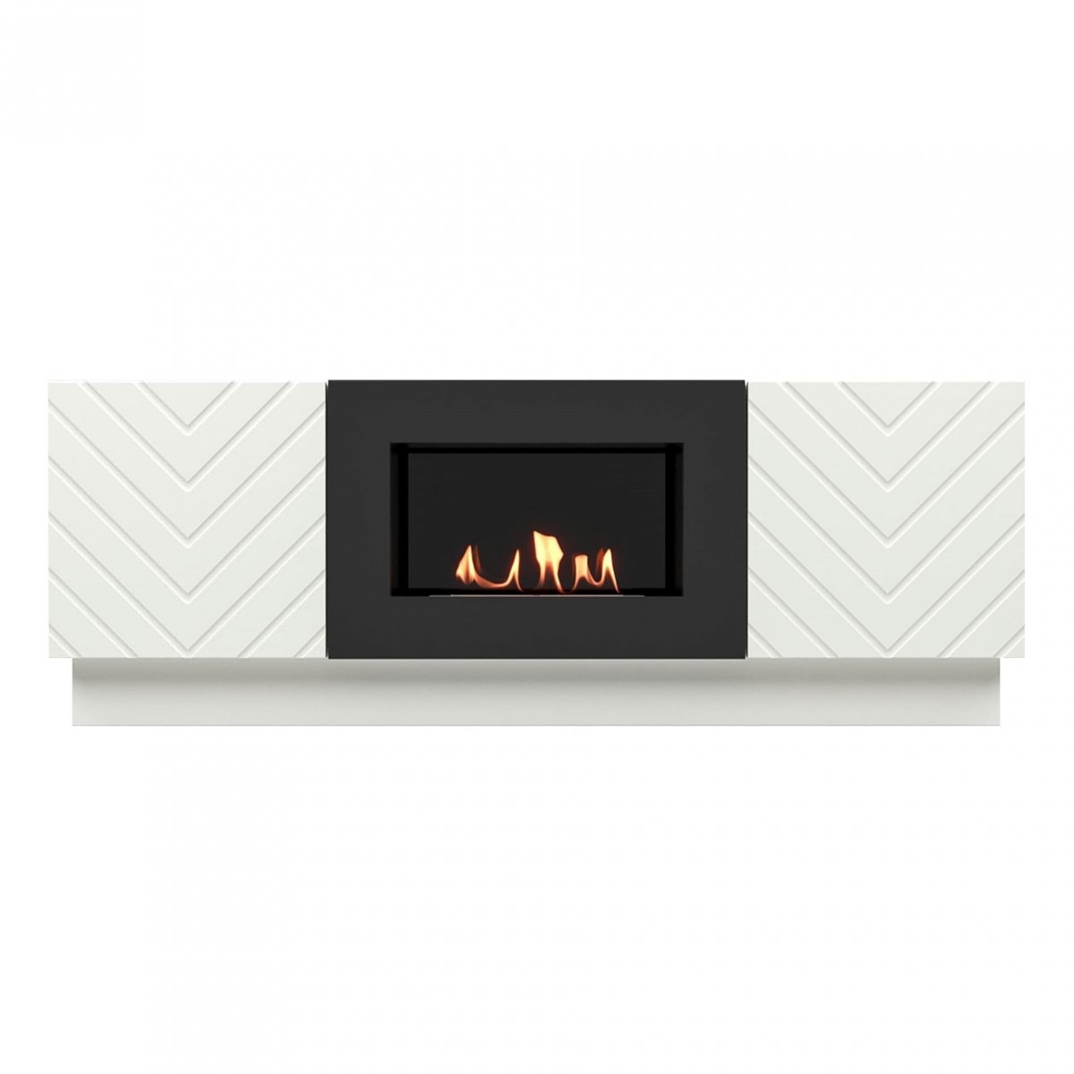Каминокомплект:Тумба с биокамином Firelight BFP/P-1400V белая+набор керамических дров ель — изображение 4