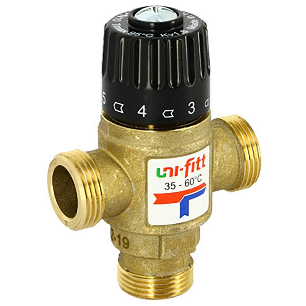 Клапан Uni-Fitt Н 1″ термосмесительный 20-43 гр., Kvs 1,6 смешение боковое