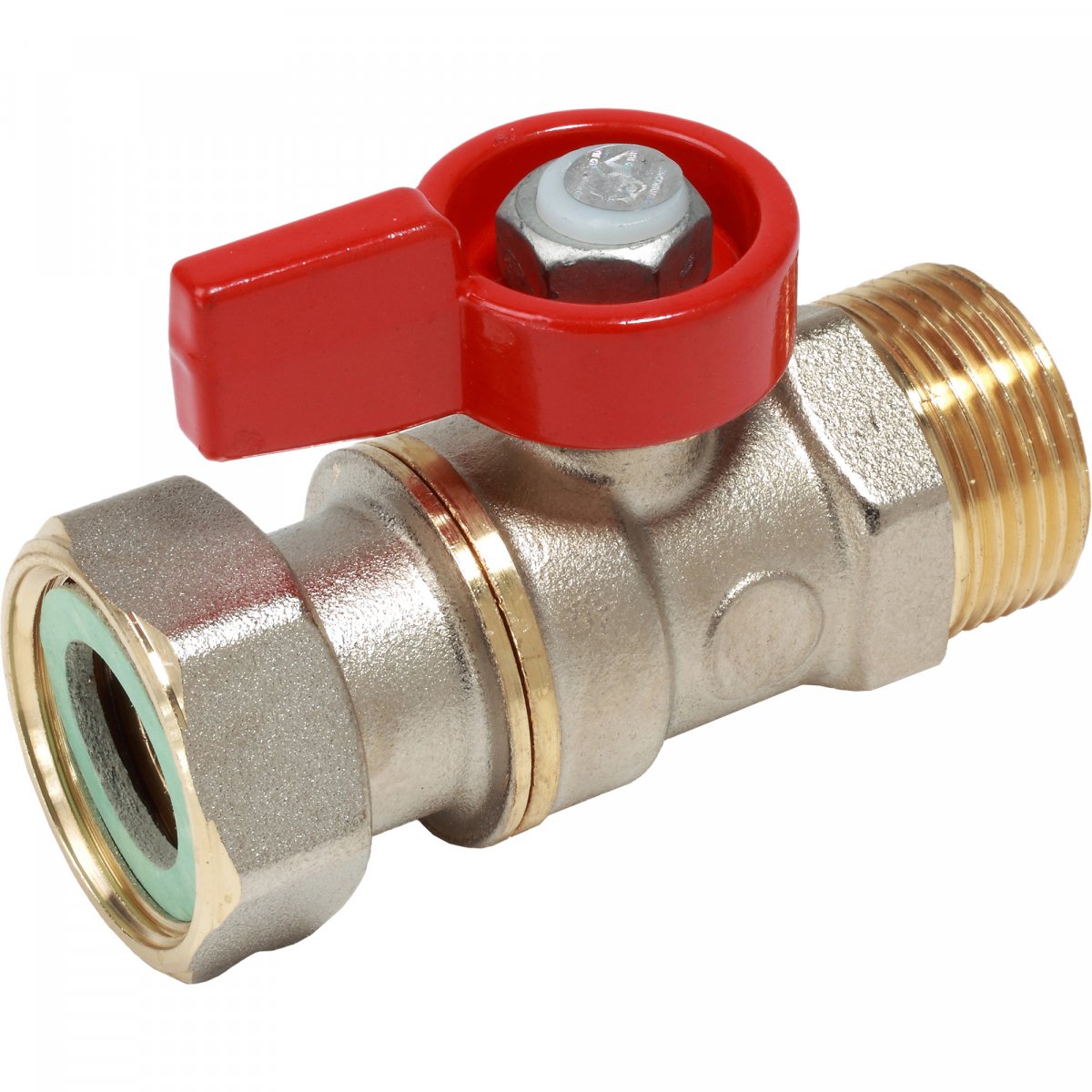 Кран шаровой Giacomini НР для котлов и счетчиков 3/4″M x 3/4″ гайка — красн. рук., R254PX014