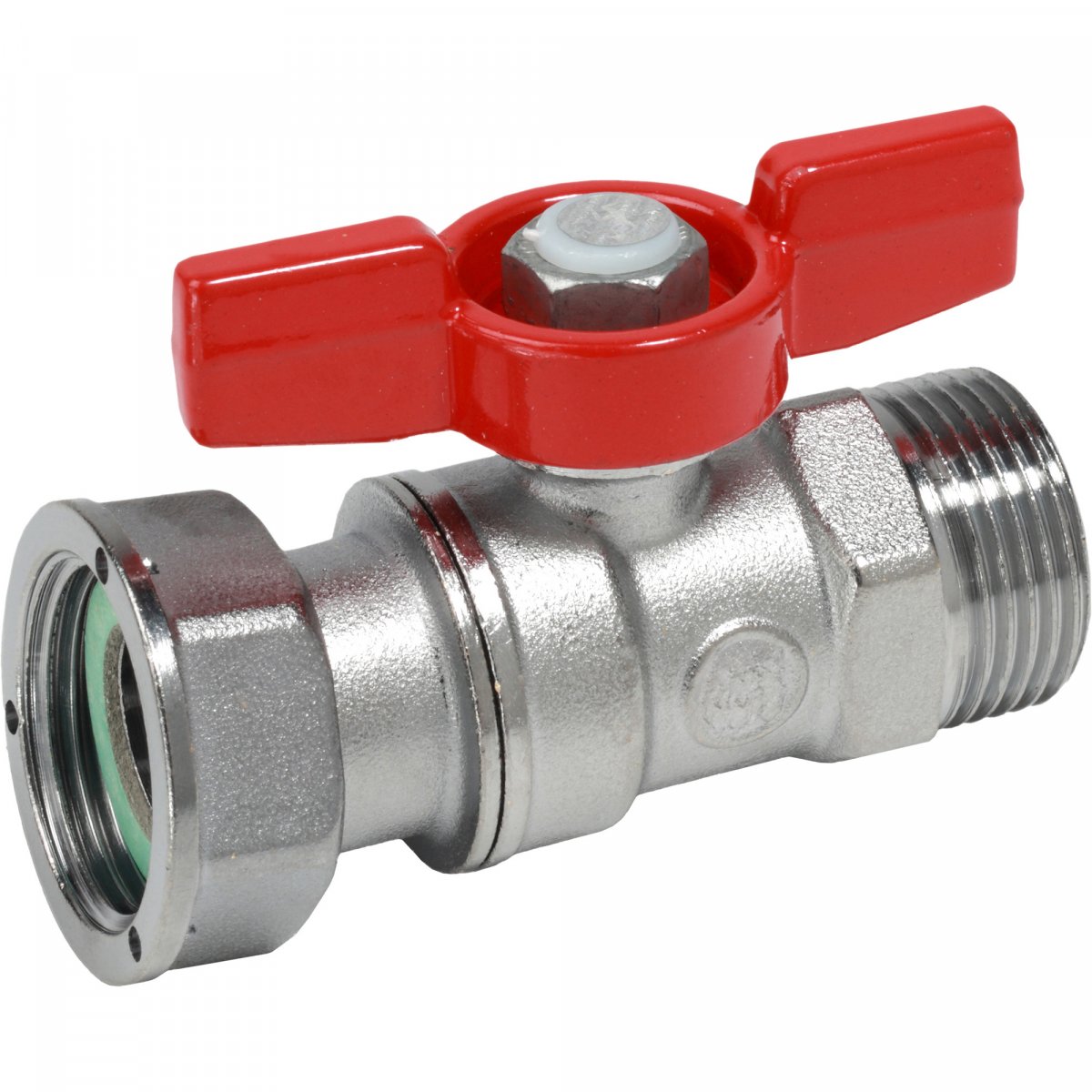 Кран шаровой Giacomini НР для счетчиков 3/4″M x 3/4″гайка — красн. рук., R254PX004